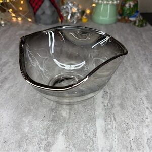 Vintage Dorothy Thorpe Glass Dish Ombré Black Gray Silver Candy Dip MCM Bowl